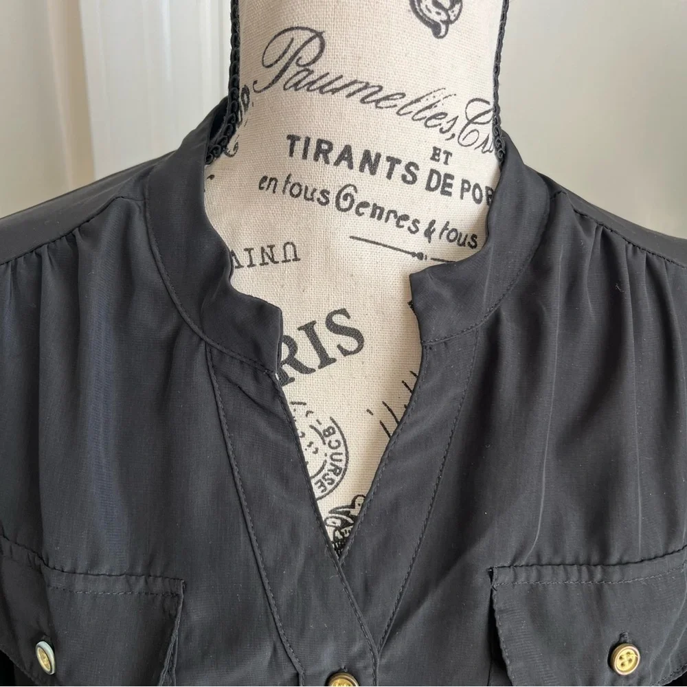 Charlotte Russe Button-Front Shirt Mini Dress Black Sz S